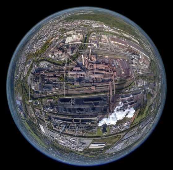 Dillinger Hütte, AG der Dillinger Hüttenwerke, rolling mill, steel mill, Saarstahl AG, Dillingen/Saar, Saarland, Germany, Europe, aerial photograph, birds-eyes view, aerial photography, aerial photography, overview, bird's eye view