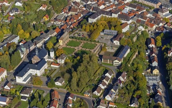 Castle church, Blieskastel, Saarland, Germany, Europe, aerial view, birds-eyes view, aerial photography, aerial photography, overview, bird's eye view