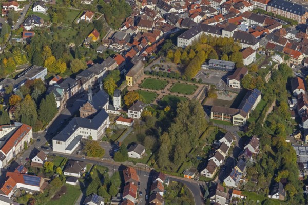 Castle church, Blieskastel, Saarland, Germany, Europe, aerial view, birds-eyes view, aerial photography, aerial photography, overview, bird's eye view