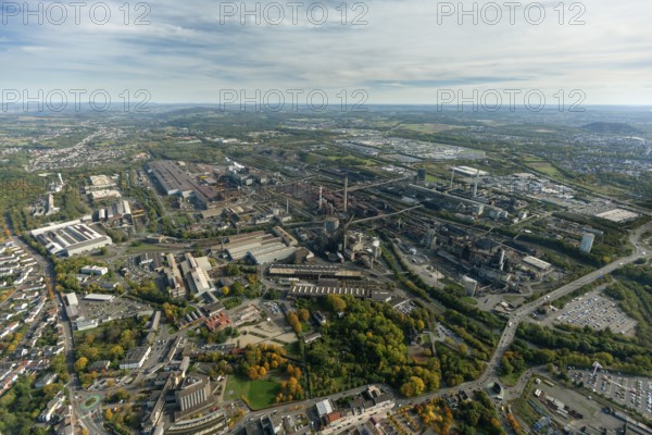 Dillinger Hütte, AG der Dillinger Hüttenwerke, rolling mill, steel mill, Saarstahl AG, Dillingen/Saar, Saarland, Germany, Europe, aerial photograph, birds-eyes view, aerial photography, aerial photography, overview, bird's eye view
