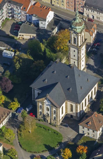 Reconciliation Church, Völklingen, Saarland, Germany, Europe, aerial view, birds-eyes view, aerial photography, aerial photography, overview, bird's eye view