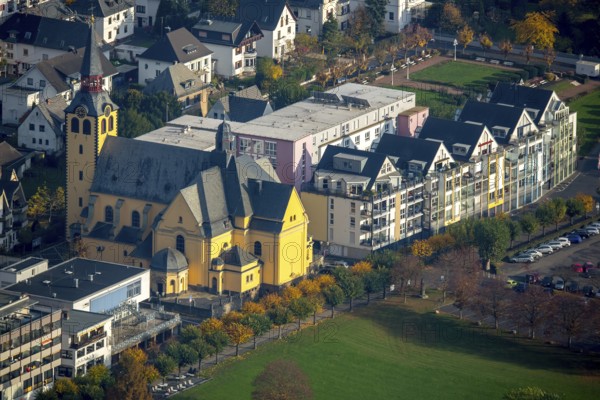 Church of St Peter and Paul Bad Hlnningen, Bad Breisig, Neuwied district, Rhineland-Palatinate, Germany, Europe, aerial view, birds-eyes view, aerial photography, aerial photography, overview, bird's eye view