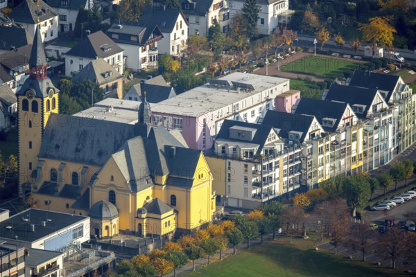 Church of St Peter and Paul Bad Hlnningen, Bad Breisig, Neuwied district, Rhineland-Palatinate, Germany, Europe, aerial view, birds-eyes view, aerial photography, aerial photography, overview, bird's eye view