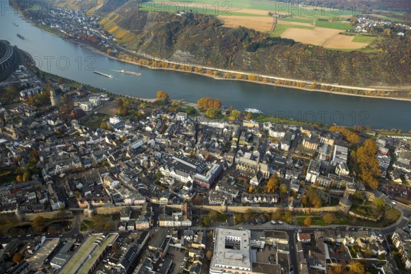 Old town of Andernach, Rhine valley, Rhine, city wall, medieval city wall, Andernach, Mayen-Koblenz district, Rhineland-Palatinate, Germany, Europe, aerial view, birds-eyes view, aerial photography, aerial photography, overview, bird's eye view