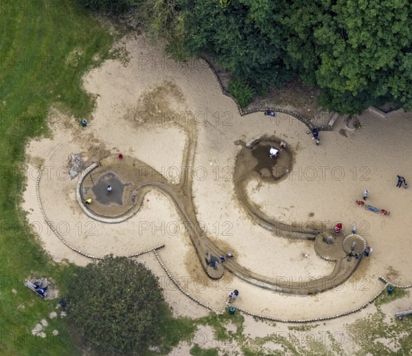 Aerial view, forest area and recreation area Hohenstein with the children's playground in Witten, Ruhr area, North Rhine-Westphalia, Germany, DE, Europe, leisure, children's playground, aerial view, aerial photography, aerial photography, overview, bird's-eye view, forest area, Witten, birds-eyes view, overview