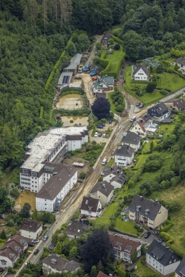 Aerial photo, Lennehochwasser, Hohenlimburg, Hagen, Ruhr area, North Rhine-Westphalia, Germany, DE, Europe, birds-eyes view, aerial photography, aerial photography, overview, overview, bird's eye view