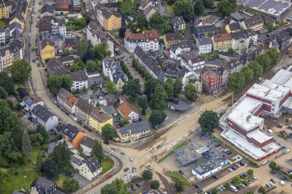 Aerial photo, flood, floods, Eilpe, Hagen, Ruhr area, North Rhine-Westphalia, Germany, DE, Europe, birds-eyes view, aerial photography, aerial photography, overview, bird's eye view