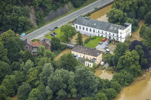 Aerial photo, Lennehochwasser, Boele, Hagen, Ruhr area, North Rhine-Westphalia, Germany, DE, Europe, birds-eyes view, aerial photograph, aerial photography, aerial photography, overview, overview, bird's eye view