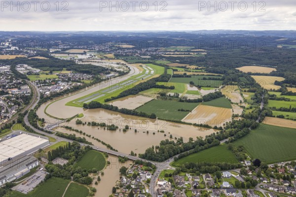 Aerial photo, Ruhr flood, Boele, Hagen, Ruhr area, North Rhine-Westphalia, Germany, DE, Europe, birds-eyes view, aerial photography, aerial photography, overview, overview, bird's eye view