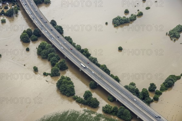 Aerial photo, Ruhr flood, flooding, Stiepel, city limits Bochum Hattingen, Ruhr area, North Rhine-Westphalia, Germany, Bochum, DE, Europe, birds-eyes view, aerial photo, aerial photography, aerial photography, overview, overview, bird's eye view, flood, flood of the century