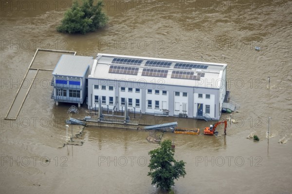 Aerial photo, Ruhr flood, flooding, Stiepel, city limits Bochum Hattingen, Ruhr area, North Rhine-Westphalia, Germany, Bochum, DE, Europe, birds-eyes view, aerial photo, aerial photography, aerial photography, overview, overview, bird's eye view, flood, flood of the century