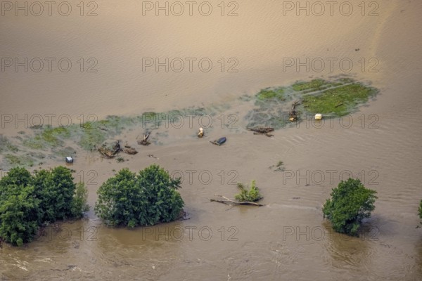 Aerial photo, Ruhr floods, flooding, weather, Ruhr area, North Rhine-Westphalia, Germany, Herdecke, DE, Europe, birds-eyes view, aerial photo, aerial photography, aerial photography, overview, bird's eye view, Ruhr floods, heavy rain, flood of the century