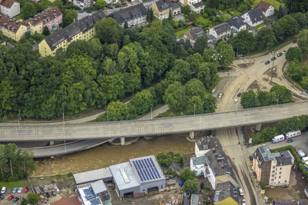 Aerial photo, flood, floods, Emst, Hagen, Ruhr area, North Rhine-Westphalia, Germany, DE, Europe, birds-eyes view, aerial photography, aerial photography, overview, overview, bird's eye view