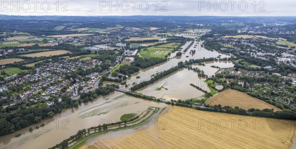Aerial photo, Ruhr flood, Schwerte, Ruhr area, North Rhine-Westphalia, Germany, DE, Europe, birds-eyes view, aerial photography, aerial photography, overview, bird's eye view