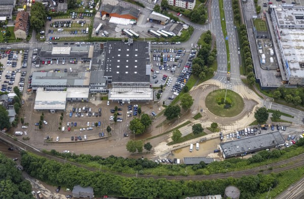 Aerial photo, flood, flood, Vorhalle, Hagen, Ruhr area, North Rhine-Westphalia, Germany, DE, Europe, birds-eyes view, aerial photo, aerial photography, aerial photography, overview, overview, bird's eye view