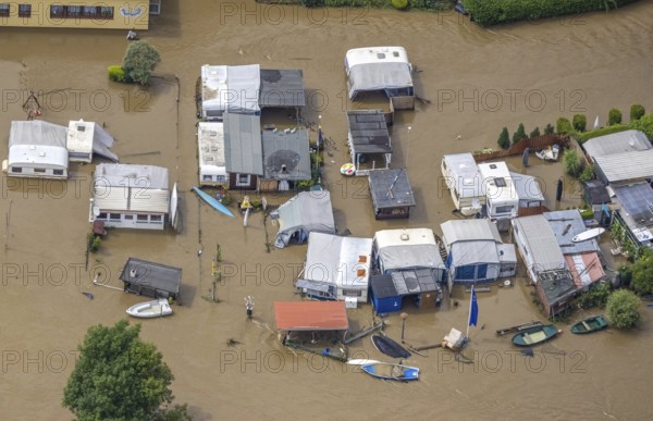 Aerial photo, Ruhr floods, flooding, Annen, Witten, Ruhr area, North Rhine-Westphalia, Germany, DE, Europe, birds-eyes view, aerial photography, aerial photography, overview, bird's eye view, Ruhr floods, heavy rain, flood of the century