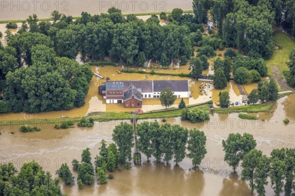 Aerial photo, Ruhr floods, flooding, weather, Ruhr area, North Rhine-Westphalia, Germany, DE, Europe, birds-eyes view, aerial photo, aerial photography, aerial photography, overview, bird's-eye view, Ruhr floods, heavy rain, century floods