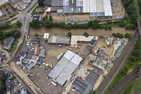 Aerial photo, flood, flood, Vorhalle, Hagen, Ruhr area, North Rhine-Westphalia, Germany, DE, Europe, birds-eyes view, aerial photo, aerial photography, aerial photography, overview, overview, bird's eye view