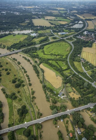 Aerial photo, Ruhr floods, flooding, Heven, Witten, Ruhr area, North Rhine-Westphalia, Germany, DE, Europe, birds-eyes view, aerial photo, aerial photography, aerial photography, overview, bird's eye view, Ruhr floods, heavy rain, flood of the century