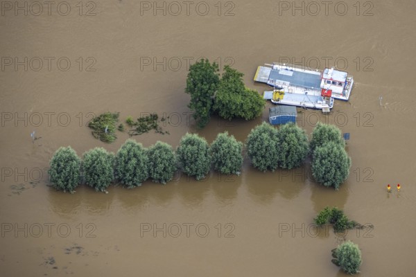 Aerial photo, Ruhr floods, flooding, Heven, Witten, Ruhr area, North Rhine-Westphalia, Germany, DE, Europe, birds-eyes view, aerial photo, aerial photography, aerial photography, overview, bird's eye view, Ruhr floods, heavy rain, flood of the century