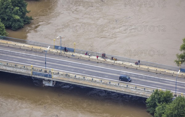 Aerial photo, Ruhr floods, flooding, Witten, Ruhr area, North Rhine-Westphalia, Germany, DE, Europe, birds-eyes view, aerial photo, aerial photography, aerial photography, overview, bird's eye view, Ruhr floods, heavy rain, century floods
