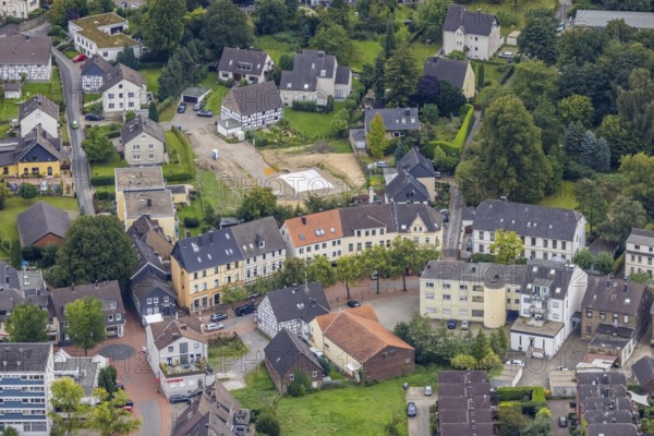 Aerial view, city centre Herbede with the Meesmannstraße in the district Ostherbede in Witten, Ruhr area, North Rhine-Westphalia, Germany, DE, Europe, aerial view, aerial photography, aerial photography, overview, bird's eye view, Witten, birds-eyes view, overview