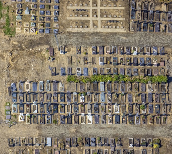 Aerial view, flood area at the river Ahr with cemetery Altenahr in Altenahr, Ahr valley, Rhineland-Palatinate, Germany, Ahr flood, Altenahr, burial site, DE, Europe, flood disaster, cemetery, memorial, Gottesacker, graves, cemetery, flood disaster, flood of the century, aerial photograph, aerial photography, aerial photography, resting place, overview, bird's-eye view, overview, flooding, flooding, flood area