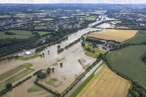 Aerial photo, Ruhr flood, Geisecke, Schwerte, Ruhr area, North Rhine-Westphalia, Germany, DE, Europe, birds-eyes view, aerial photography, aerial photography, overview, overview, bird's eye view