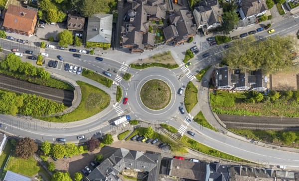 Aerial view, construction site at Kaiserstrasse, Lichtburg Stadtsaal, new roundabout, Wetter, Ruhr area, North Rhine-Westphalia, Germany, DE, Europe, roundabout, roundabout, culture, art, aerial view, aerial photography, aerial photography, overview, events, venue, event location, bird's eye view, birds-eyes view, cultural use, overview