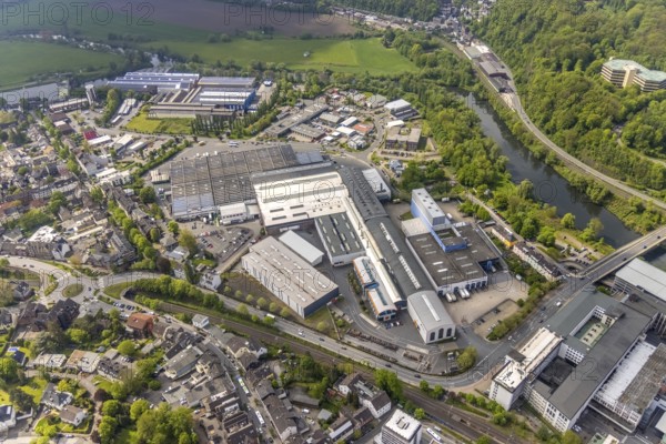 Aerial view, industrial area Ruhrstraße, waterway, Demag, weather, Ruhr area, North Rhine-Westphalia, Germany, DE, Europe, commercial enterprises, commercial area, commercial area, commercial location, commercial use, industrial area, industrial location, aerial photography, aerial photography, overview, bird's-eye view, overview