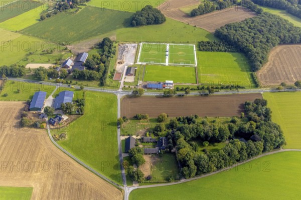 Aerial view, new sports fields of PSV Wesel-Lackhausen 1928 in the district Lackhausen in Wesel, Lower Rhine, North Rhine-Westphalia, Germany, DE, Europe, football field, aerial view, aerial photography, aerial photography, sports, sports facilities, sports field, sports facility, overview, bird's eye view, Wesel, birds-eyes view, overview