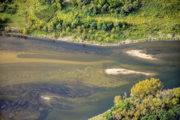 Aerial photograph, renaturalisation of the Lippe estuary in the nature reserve and Büdericher Insel in Wesel, Lower Rhine, North Rhine-Westphalia, Germany, Büdericher Insel, DE, Europe, Lippe floodplain, Lippeverband, aerial photograph, aerial photography, aerial photography, NSG, nature reserve Lippemündung, overview, bird's eye view, Wesel, birds-eyes view, overview, renaturalised river
