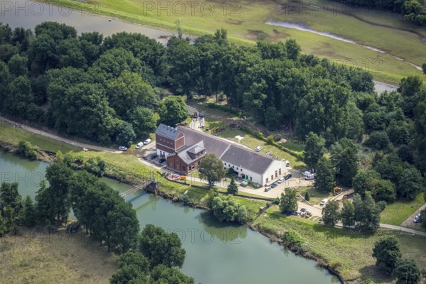 Aerial view, a week ago there was still land under water here - the Ruhr was flooding, course of the Ruhr, Volmarstein, weather, Ruhr area, North Rhine-Westphalia, Germany, DE, Europe, birds-eyes view, aerial view, aerial photography, aerial photography, overview, bird's eye view