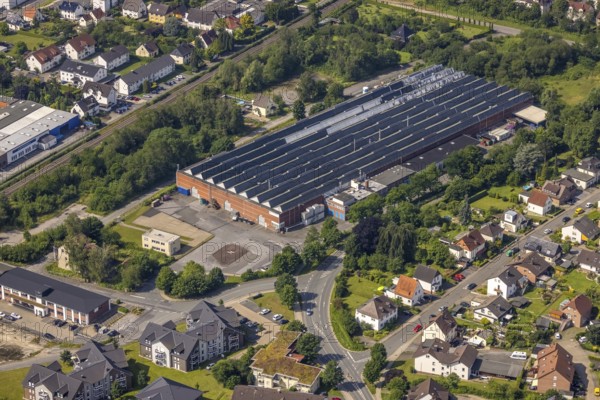 Aerial view, Mannesmann Precision Tubes GmbH Wickede plant, Wickede, Sauerland, North Rhine-Westphalia, Germany, DE, Europe, commercial enterprises, commercial area, commercial site, commercial use, industrial area, industrial site, aerial photograph, aerial photography, aerial photography, overview, bird's-eye view, bird's-eye view, overview