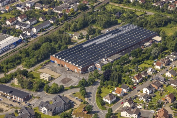 Aerial view, Mannesmann Precision Tubes GmbH Wickede plant, Wickede, Sauerland, North Rhine-Westphalia, Germany, DE, Europe, commercial enterprises, commercial area, commercial site, commercial use, industrial area, industrial site, aerial photograph, aerial photography, aerial photography, overview, bird's-eye view, bird's-eye view, overview