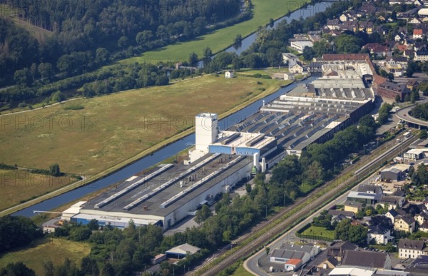 Aerial view, Wickeder Westfalenstahl GmbH am Obergraben, Echthausen, Wickede, Sauerland, North Rhine-Westphalia, Germany, DE, Europe, commercial enterprises, commercial area, commercial park, commercial location, commercial use, industrial area, industrial location, aerial photograph, aerial photography, aerial photography, overview, bird's-eye view, overview