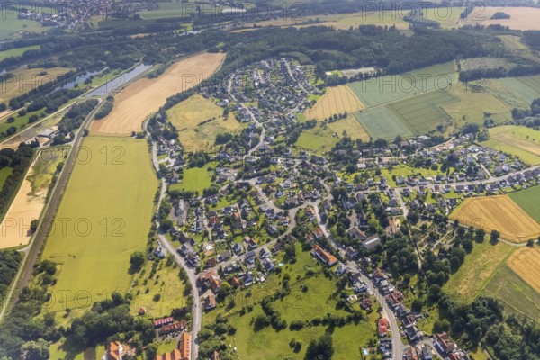 Aerial view, aerial view Echthausen, Wickede, Sauerland, North Rhine-Westphalia, Germany, DE, Europe, aerial photography, aerial photography, aerial view, townscape, city area, overview, bird's-eye view, overview