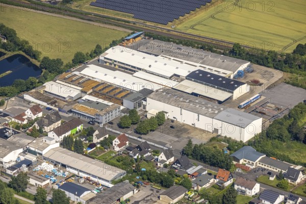 Aerial view, Wickeder Profile Walzwerk GmbH, Wickede, Sauerland, North Rhine-Westphalia, Germany, DE, Europe, commercial enterprises, commercial area, commercial park, commercial location, commercial use, industrial area, industrial building, industrial location, aerial photograph, aerial photography, aerial photography, overview, bird's-eye view, bird's-eye view, overview