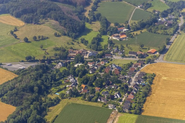 Aerial view, local view Wimbern, Wickede, Sauerland, North Rhine-Westphalia, Germany, DE, Europe, property tax, real estate, aerial view, aerial photography, aerial photography, overview, bird's eye view, housing estate, living and living, residential area, residential buildings, residential quality, housing estate, birds-eyes view, overview