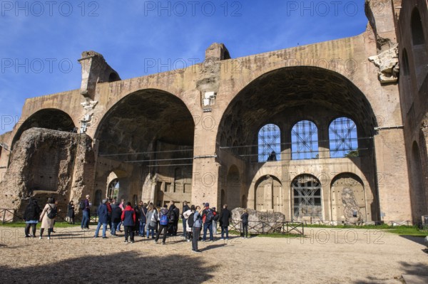 Ruins of the side aisle of the Basilica of St Maxentius, built between 306 and 312, Roman Forum, Rome, Lazio, Italy