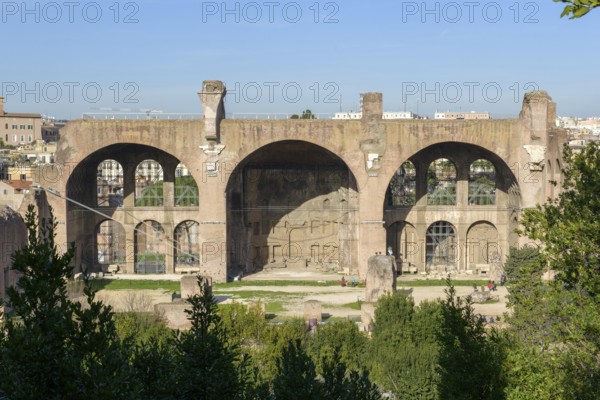 Ruins of the side aisle of the Basilica of St Maxentius, built between 306 and 312, Roman Forum, Rome, Lazio, Italy