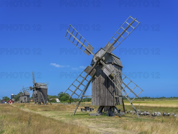 The mills of Lerkaka, five historic windmills, trestle windmills, Lerkaka, Öland, Sweden