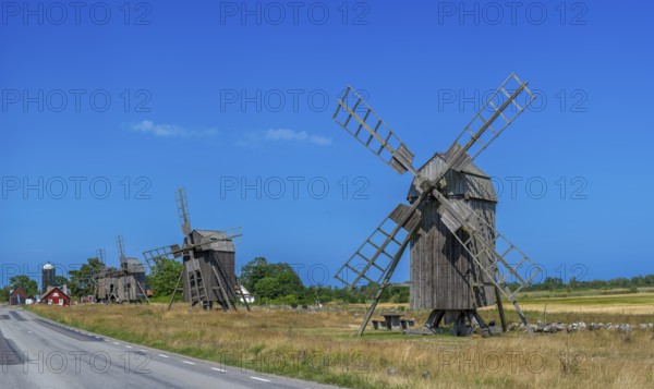 The mills of Lerkaka, five historic windmills, trestle windmills, Lerkaka, Öland, Sweden