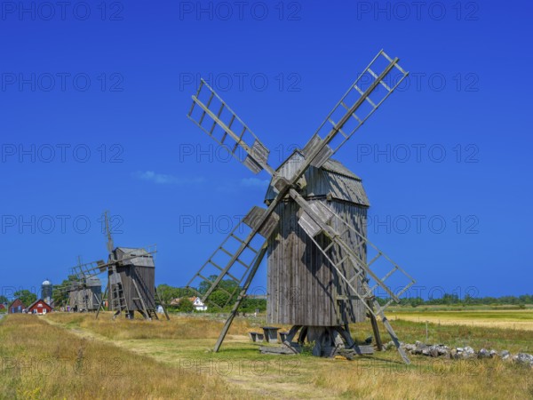 The mills of Lerkaka, five historic windmills, trestle windmills, Lerkaka, Öland, Sweden