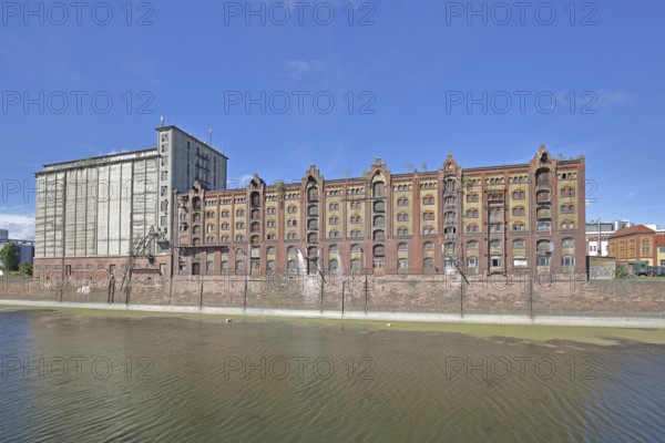 Old factory site, building, commercial harbour, Magdeburg, Saxony-Anhalt, Germany