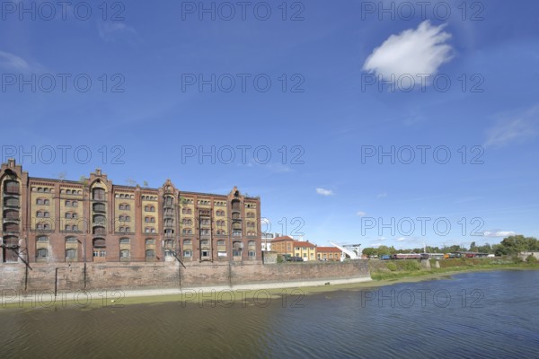 Old factory site, commercial harbour, Magdeburg, Saxony-Anhalt, Germany