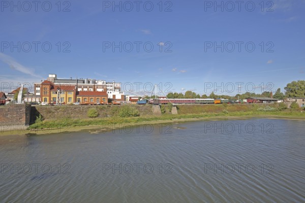 Old factory site, commercial harbour, Magdeburg, Saxony-Anhalt, Germany