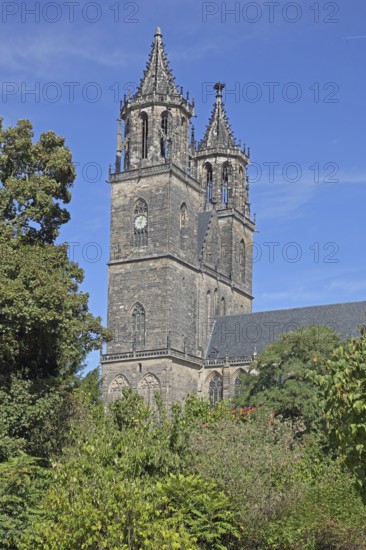 Gothic Cathedral of St Mauritius and St Katharina with twin towers, Magdeburg Cathedral, Magdeburg, Saxony-Anhalt, Germany