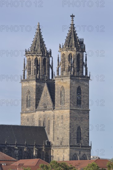 Gothic Cathedral of St Mauritius and St Katharina with twin towers, Magdeburg Cathedral, Magdeburg, Saxony-Anhalt, Germany