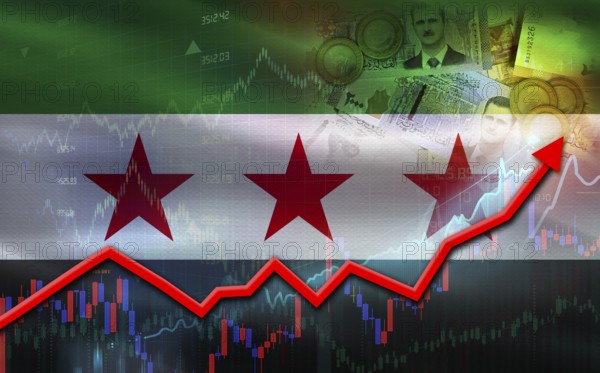 Syria economic growth on financial graph. Syria financial growth on market graph